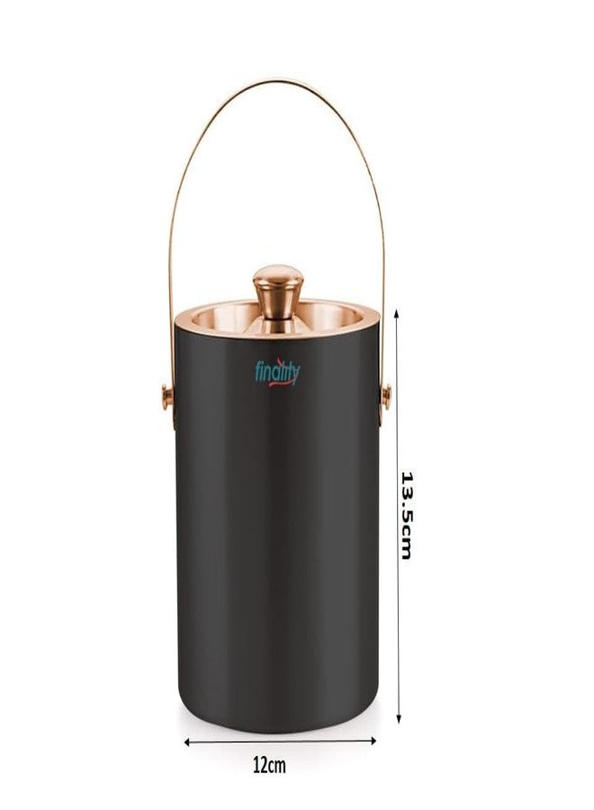 finality Stainless Steel Copper with Black Double Walled Ice Bucket with Lid[1 Liter] Keeps Ice Cold for 6 h|Great bar Tools for Home bar,Mini bar,Wine (with Copper Tong & Copper V Peg Measure) - Image 2